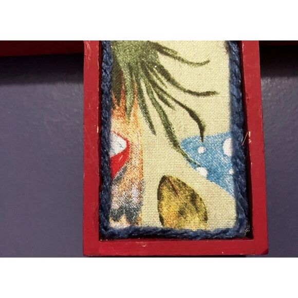 3 MCM Hand Made Painted Decorative Wooden Cross’s gnome and mushroom Design 70's - Picture 14 of 16